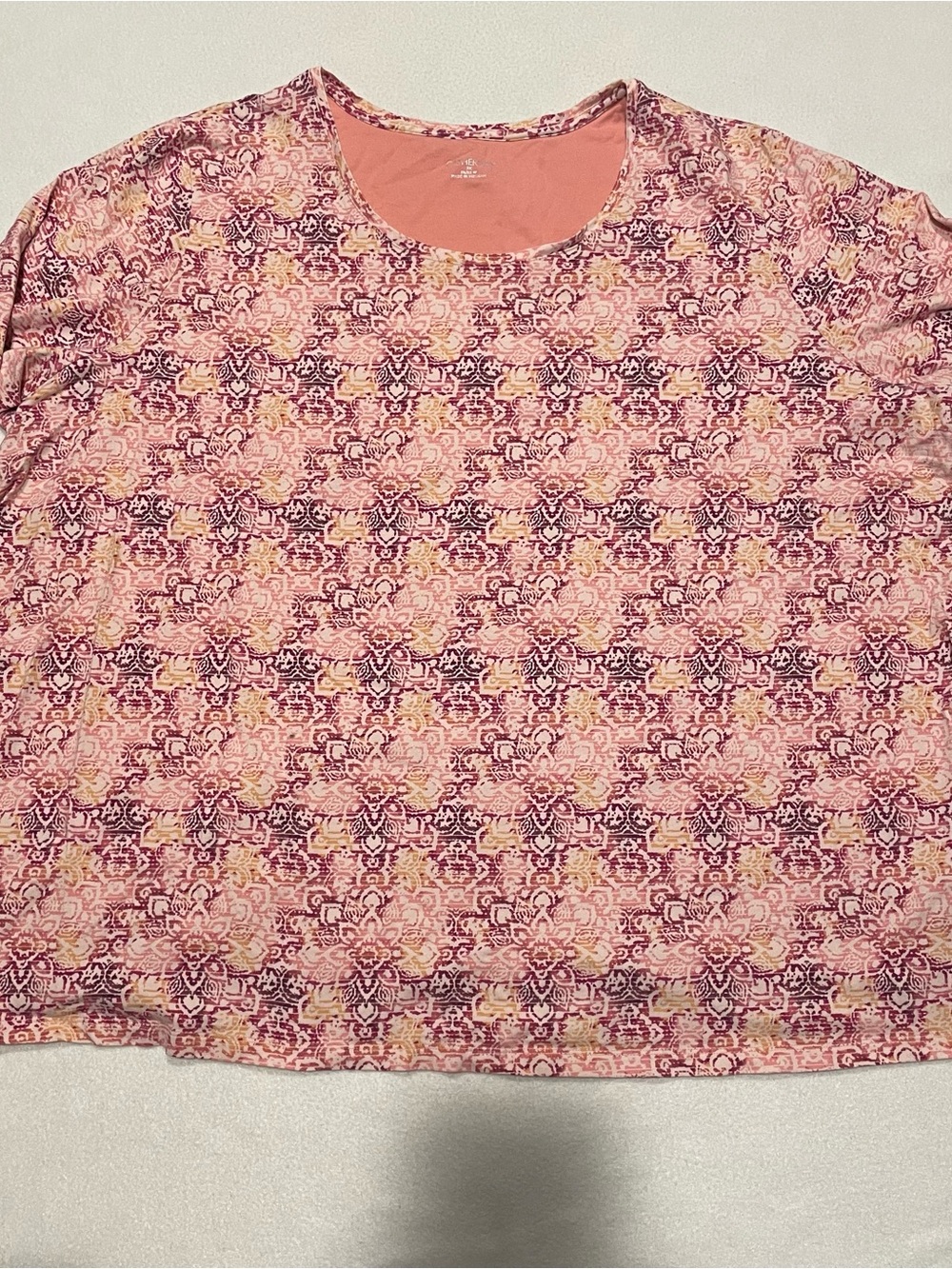 Catherine’s Women's Pink Patterned Short Sleeve Top, 3X